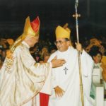 Mgr Poulain lors de son installation en 1988